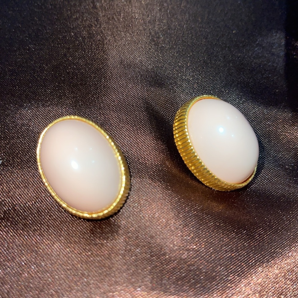 SOLD. Kenneth Jay Lane KJL Blush Pink Gold Clip Earrings
